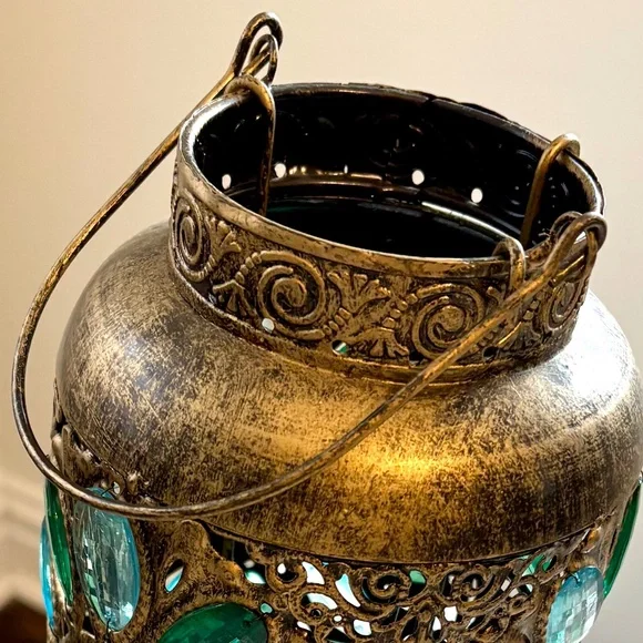 Pier 1 Blue and Green Caravan Gem Lantern - Picture 5 of 8